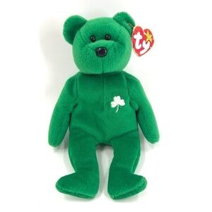 Ty Beanie Baby Retired Erin Bear 1997 Irish Green Shamrock Rare Errors Plush Toy